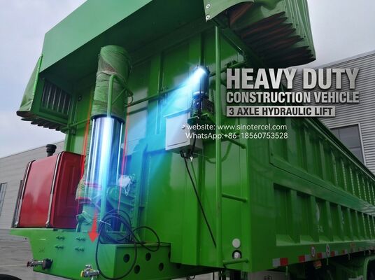 3 osi przednie hydrauliczne podnośnik pół-zbytu 24CBM Wysokiej wydajności rozładunku z tarpą